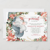 Invitation Poinsettia verdure Elephant Baby shower de vacance (Devant)