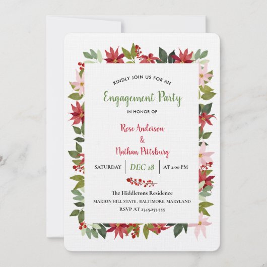 Invitation Poinsettia Watercolor (Devant)