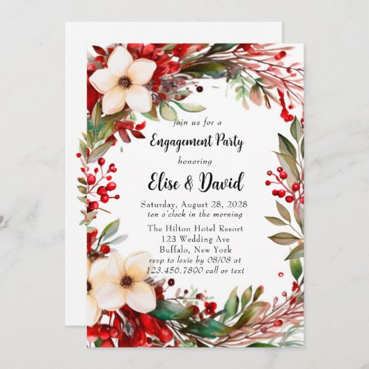 Invitation Poinsettia Wreath (Devant / Derrière)