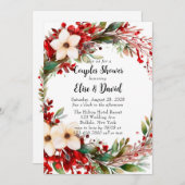 Invitation Poinsettia Wreath Couples de Noël Douche (Devant / Derrière)