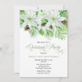 Invitation Poinsettias blanches | Fête de Noël Pinecones Pine (Devant)
