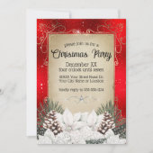 Invitation Poinsettias blanches florales d'hiver glamour sur  (Devant)