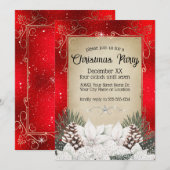 Invitation Poinsettias blanches florales d'hiver glamour sur  (Devant / Derrière)