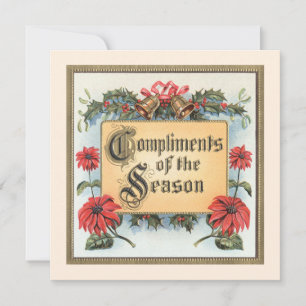 Invitation Poinsettias de Noël vintage dans un cadre orné