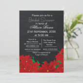 Invitation poinsettias en tableau noir hiver douche nuptiale (Debout devant)