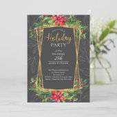 Invitation Poinsettias et Holly Red Grey (Debout devant)