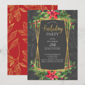 Invitation Poinsettias et Holly Red Grey (Devant / Derrière)