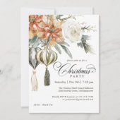 Invitation Poinsettias et ornements élégants Noël (Devant)