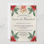 Invitation Poinsettias Fiesta de Navidad Christmas (Devant)