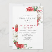 Invitation Poinsettias Holly Noël (Devant)