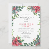 Invitation Poinsettias Holly Noël (Devant)