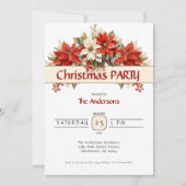 Invitation Poinsettias Noël (Devant)