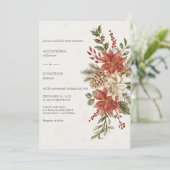 Invitation Poinsettias rouge et ivoire en neige sur Mariage i (Debout devant)