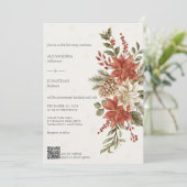Invitation Poinsettias rouge et ivoire sur le Mariage du code (Debout devant)