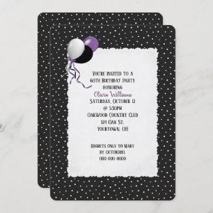 Invitation point d'anniversaire sur le motif noir