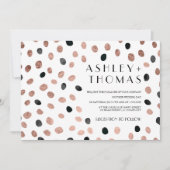 Invitation Point d'aquarelle noir or rose moderne mariage (Devant)