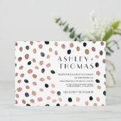 Invitation Point d'aquarelle noir or rose moderne mariage (Debout devant)