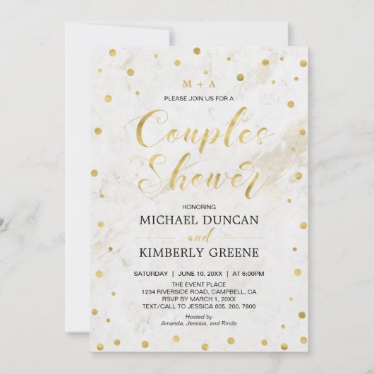 Invitation Point de marbre et de polka | Wedding shower moder (Devant)