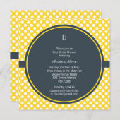 Invitation Point de polka monogramme blanc, jaune et charbon (Devant / Derrière)