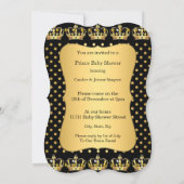 Invitation Point de polka or noir Baby shower Prince (Dos)