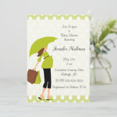 Invitation Point de polka vert et maman enceinte de mod - (Debout devant)