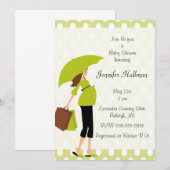 Invitation Point de polka vert et maman enceinte de mod - (Devant / Derrière)