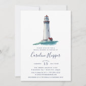 Invitation Point de repère | Fête des mariées phare aquarelle (Devant)