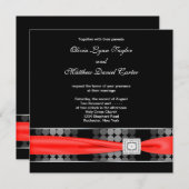 Invitation Point moderne noir blanc rouge classique noir Mari (Devant / Derrière)
