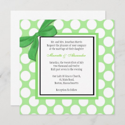 Invitation Point Polka vert (Devant / Derrière)