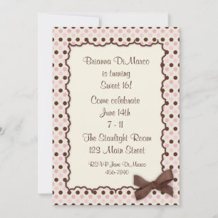 Invitation Pointe Polka au chocolat rose