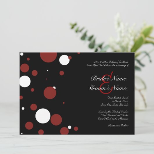 Invitation Pointe Polka noir et blanc (Debout devant)