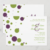 Invitation Pointe Polka verte et violette (Devant / Derrière)
