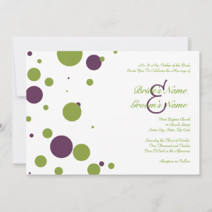 Invitation Pointe Polka verte et violette