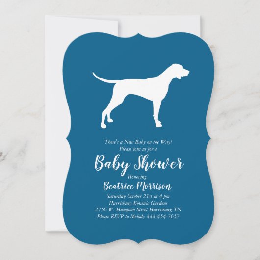 Invitation Pointer Chien Baby shower Garçon bleu (Devant)