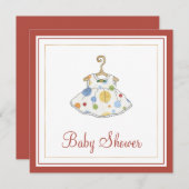 Invitation pointillée de baby shower de la robe de (Devant / Derrière)