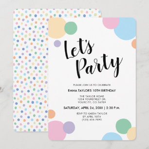 Invitation Points Balloon Arc-en-ciel Confetti pour fêtes d'a