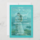 Invitation Points blancs sur sarcelle – Dîner de répétition d (Devant)