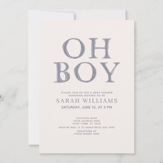 Invitation Points Bleus Garçon mignon Baby shower minimal (Devant)