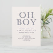 Invitation Points Bleus Garçon mignon Baby shower minimal (Debout devant)