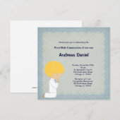 Invitation Points bleus saint communion garçon (Devant / Derrière)