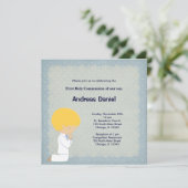 Invitation Points bleus saint communion garçon (Debout devant)