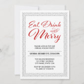 Invitation Points Bordure Manger, Boire et être Joyeux Fête (Devant)