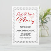 Invitation Points Bordure Manger, Boire et être Joyeux Fête (Debout devant)
