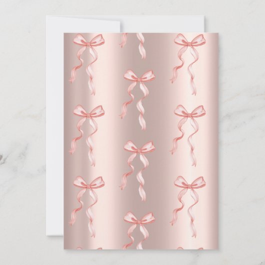 Invitation Points Bow rose Rose Rose Fête des mariées or (Dos)