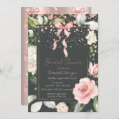 Invitation Points Bow rose Rose Rose Fête des mariées or (Devant / Derrière)