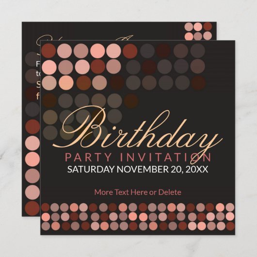 Invitation Points Chocolat Soirée Disco Soirée Anniversaire I (Devant / Derrière)
