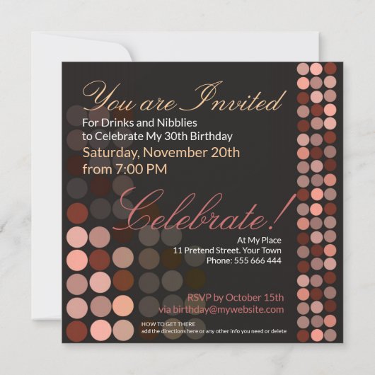 Invitation Points Chocolat Soirée Disco Soirée Anniversaire I (Dos)