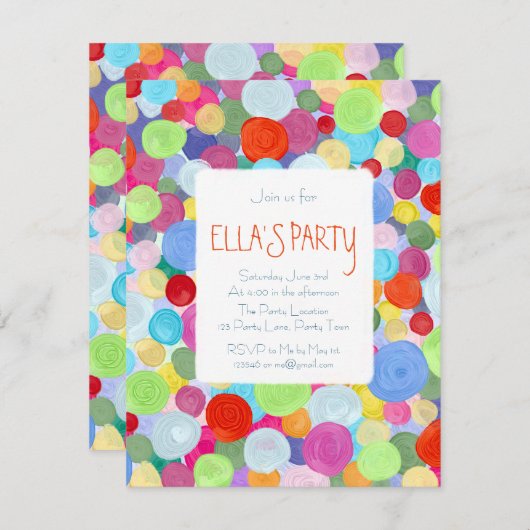 Invitation Points colorés (Devant / Derrière)