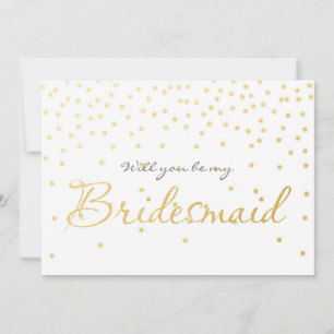 Invitation Points Confetti à huile blanche et or BRIDESMAID