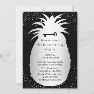 Invitation Points Confetti Argent Ananas modernes réchauffeme